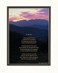 Son Gift With "thank You Prayer For Best Son" Poem. Mts Sunset Photo 8X10 Double Matted. Special Birthday Or Christmas Gift For Son.