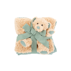 Cosy Blanket & Bear Toy Set - Sage Green