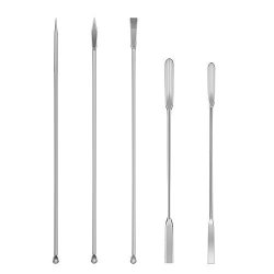 Stainless Steel Micro Lab Spoon/Scoop Spatula Blade Sampler, with Vinyl  Handle 6.25