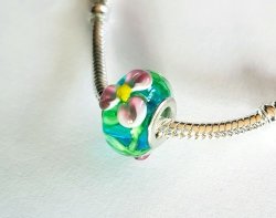 Pandora Green Detailed Glass Murano Bead Charm