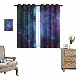 Homehot Outer Space Blackout Window Curtain Galaxy Stars In Space Celestial Astronomic Planets In The Universe Milky Way Customized Curtains Navy Purple
