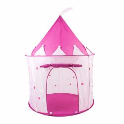 Feelway Princess Castle Girls Play Tent W Glow In The Dark Stars Children's Play Tents For Indoor & Outdoor Use With Pink Girls Playhouse Carrying Case