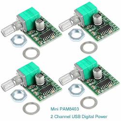 Makerhawk 4PCS MINI PAM8403 3W+3W Dc 5V Audio Amplifier 2 Channel USB Digital Power Amplifier Board Module Stereo Amplifiers With Potentiometer For Diy Projects