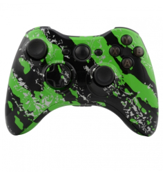 CCMODZ Hydro Dipped Green Splatter Replacement Housing Shell For Xbox 360 Wireless Controller