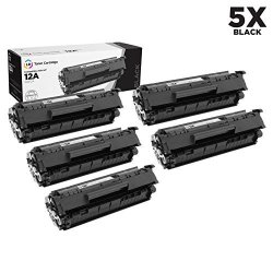 Ld Compatible Replacements For Hp Q2612A 12A Set Of 5 Black Laser Toner Cartridges For Hp Laserjet Printer Series