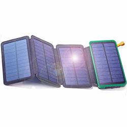 Ourcampsite Solar Charger 25000MAH Portable Solar Power Bank 4 Panels Phone Charger Camping Accessories Hiking Gear Travel Backpacking Waterproof Family Travel Rv Accessories