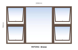 Top Hung Aluminium Window Bronze PTTTT2112 4 Vent W2100MM X H1200MM
