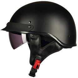 Ilm Motorcycle Half Helmet With Integrated Sun Visor Quick Release Buckle Dot Approved XL Matt Black