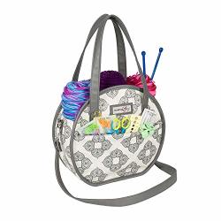 Everything Mary Round Knitting & Yarn Organizational Storage Tote Bag - Stores Yarn Knitting Needles Projects & Accessories - Portable Travel Organizer For Knitting