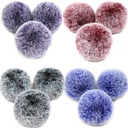 Susulu Diy 12PCS Faux Fox Fur Fluffy Pompom Ball With Elastic MINI Loop Pom Poms For Knitting Beanie Accessories