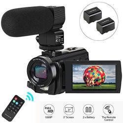 Video Camera Camcorder Digital Camera Recorder With Microphone 1080P 30FPS 24MP 3" Lcd 270 Degrees Rotatable Screen 16X Digital Zoom Youtube Vlogging Camera With Remote Control 2 Batteries