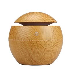 Cool Mist Aroma Diffuser With USB Plug Wood Grain Painted MINI Size 130ML Air Humidifier Portable Desktop For Office Home Study Spa Light Color