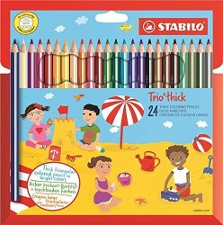 Stabilo Trio Thick Colouring Pencil - Assorted Colours Wallet Of 24