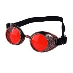 Creazrise Polarized Small Round Retro Sunglasses Steampunk Goggles Welding Punk Glasses Cosplay Red