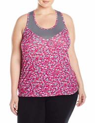 Fit For Me By Fruit Of The Loom Women's Plus Size Breathable Textured Tank Grape Juice triangle Geo Print 2X
