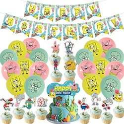 Deals on Spongebob Party Decorations Kit Spongebob Birthday Party Supplies  Set Cartoon Themed Party Decor For Kids And Adults Includes Happy Birthday