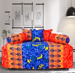 100% Cotton Home Decor Floral Bedding Set Of 6 Diwan Single Bed Sheet Set Gift- 104 Tc SB-DS91A
