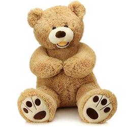 Maogolan Giant Teddy Bears Large Plush Stuffed Animals Toy With Footprints Big Teddy Bear For Girlfriend Children 39 Inch Light Brown