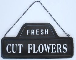 A Gorgeous Vintage Looking Metal Plaque "fresh Cut Flowers" 23cm A 45.5cm