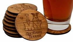 I Love My Jack Russell Terrier - 4 Piece Natural Finish Handmade Engraved 3.5" Wood Home Decor