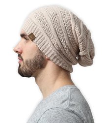 Slouchy Cable Knit Beanie By Tough Headwear - Chunky Oversized Slouch Beanie Hats For Men & Women - Stay Warm & Stylish - Serious