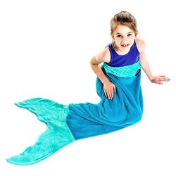 The Original Blankie Tails Mermaid Tail Blanket Youth Size Ocean Blue aqua