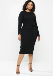 Missguided Plus Slouchy Cut Out Shoulder Midi Dress - Black