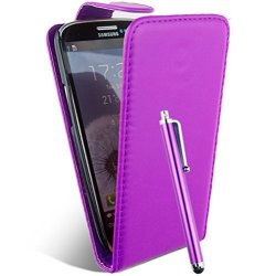 Mobile Palace- Purple Premium Leather Quality Case With Purple Stylus For Samsung Galaxy Ace S5830