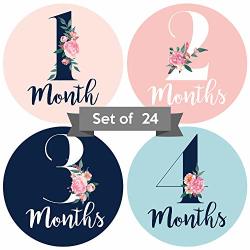 Baby Monthly Stickers Floral Baby Milestone Stickers Newborn Girl Stickers Month Stickers For Baby Girl Baby Girl Stickers Newborn Monthly Milestone Stickers Set Of 24