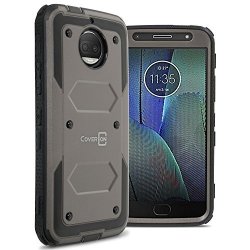 Motorola Moto G5S Plus Case Coveron Tank Series Protective Full Body Phone Cover With Tough Faceplate - Gray