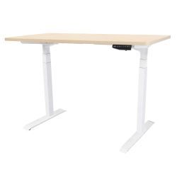 Tekdesk V2.0 Standing Desk - Electronic Height Adjustable White Frame - Natural Birch Top + White Frame