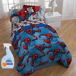 New Marvel Spiderman City Graphic 4-PIECE Twin Kids Bedding Comforter Set With Fabric Refresher