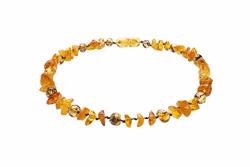 Baltic Amber Natural Necklace Made With Polished Cognac Chips And Polished Green Beads Size 12.5 Inches 32 Cm Baby toddler children Ambersky Polished Cognac Chips green Beads 12.5