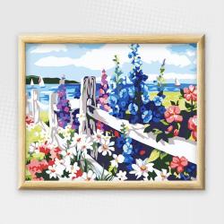 Adult Paint By Numbers With Frame - Fenceside Flowers