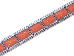 Italian Charms & Bracelets - 9MM Starter Bracelet With Orange Glitter - 18 Links