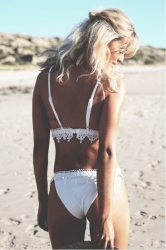 White Fashion Sexy Women Lace Bikini Set Beachwear Swimwear