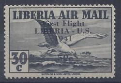 Liberia 1941 Airmail 50c On 30c Bird Fine Mint