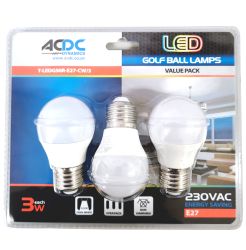 ACDC Dynamics Acdc 230VAC 3W E27 LED Golf Ball Lamp - Cool White