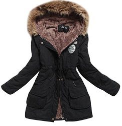 Aro Lora Women's Winter Warm Faux Fur Hooded Cotton-padded Coat Parka Long Jacket Us 6 Black