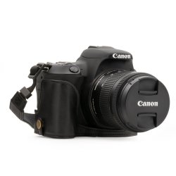 MegaGear Ever Ready Leather Camera Half Case Compatible With Canon Eos Rebel SL3 Kiss X10 Rebel SL2 Kiss X9 Black
