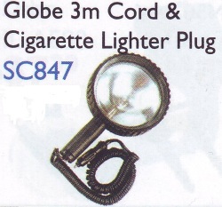 Hand Held Spot Lamp 12 Vault 55w Halogen Globe 3 Meter Cord And Cigerette Lighter Plug 280x165x80mm