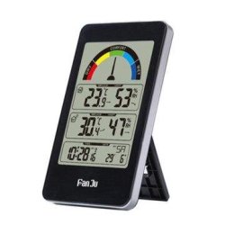 FJ3356 Lcd Digital Weather Station Clock Household Indoor Outdoor Temperature Humidity Meter Weather Clock Electronic Alarm Clock - Black