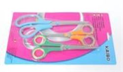 3 PC Multicolour Household Scissor Pack - Hardened Blade Light Weight Multipurpose Household Scissors Stainless Steel