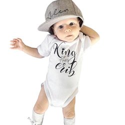 Sunbona Newborn Toddler Baby Boys Girls Letter Print Short Sleeve Romper Playsuit Outfits Clothes White 24M 18 24MONTHS