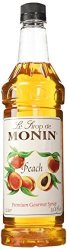 Monin Flavored Syrup Peach 33.8-OUNCE Plastic Bottle 1 Liter