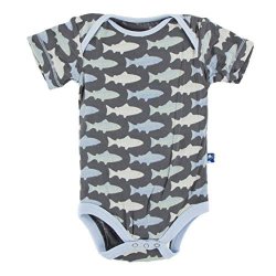 KicKee Pants Baby Boys' Print Short Sleeve One Piece PRD-KPO114-STT Stone Trout 3-6 Months