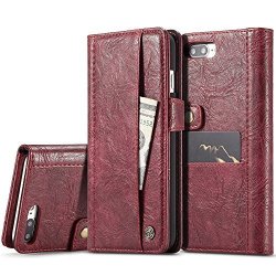 Iphone 7 Plus Pu Leather Wallet Phone Case Iphone Cover With Card Holder Smart Protective Folio Flip Case Red