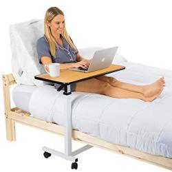 VIVE Overbed Table - Swivel Wheel Rolling Tray Table - Adjustable Bed Table For Home Or Hospital - Laptop Reading And Breakfast Cart For