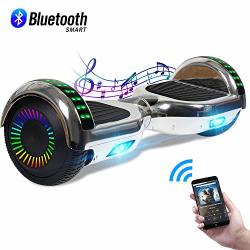 CBD Chrome Hoverboard For Kids 6.5 Electric Self Balancing Scooter Hoverboard With Bluetooth Speaker And LED Lights Ul 2272 Certified Hover Board Bluetooth Silver