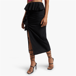 Women&apos S Black Glam Skirt With Ruffle Detail